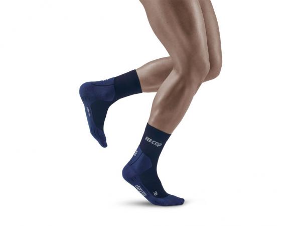 CEP vysoké zimné bežecké kompresné ponožky modrá