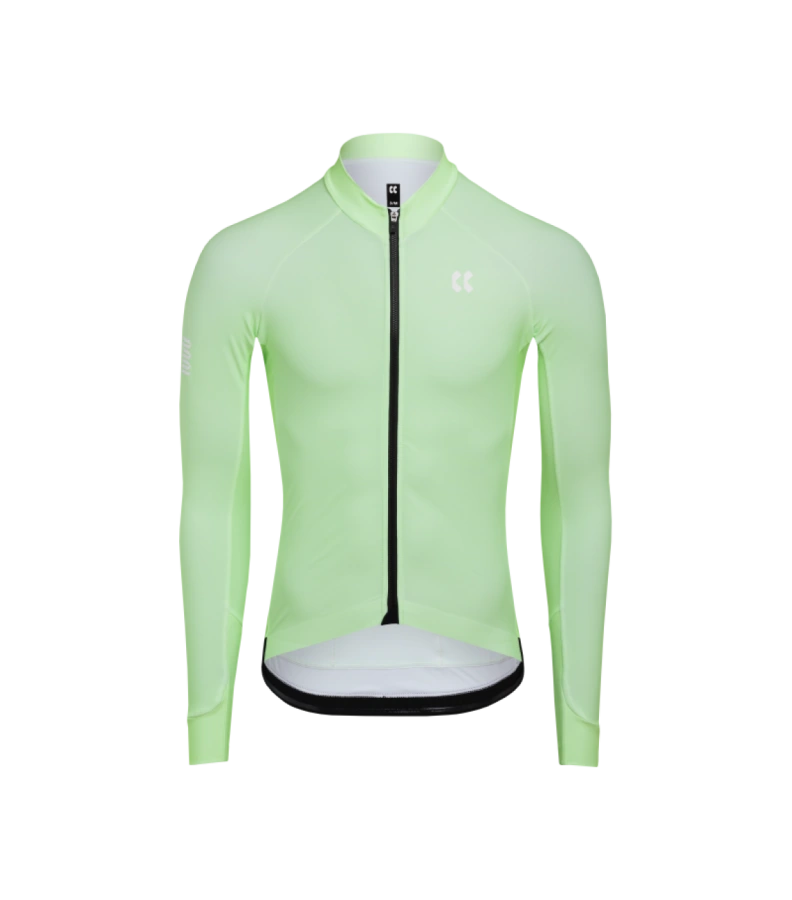 Cyklistický dres KALAS PASSION Z6 | Dres dlhý rukáv TEMPS | Neon Lime