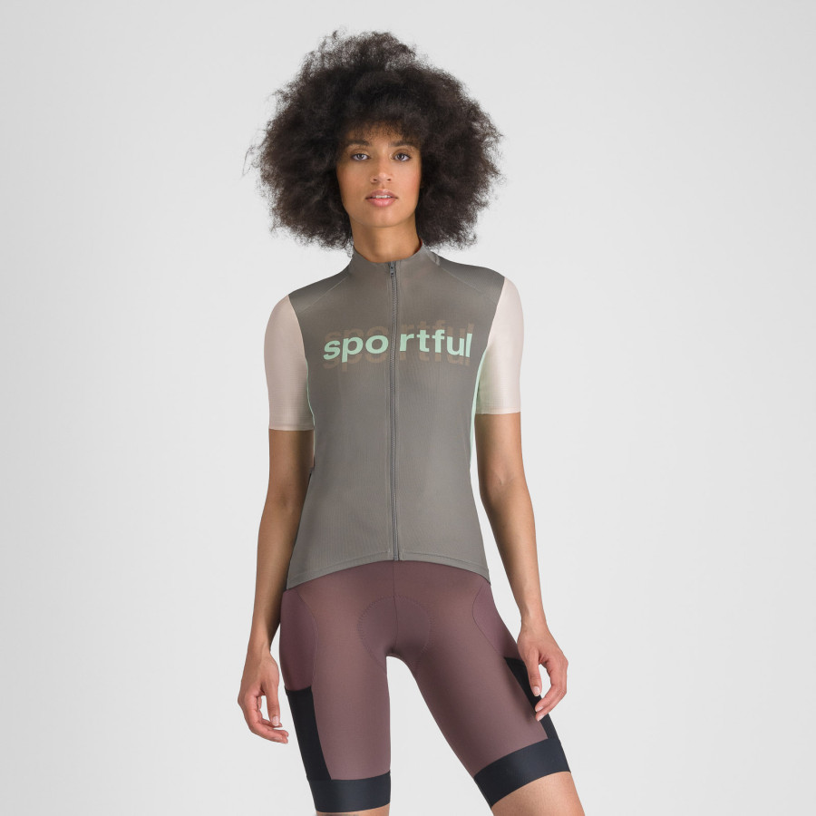 Sportful SUPERGIARA LOGO dámsky dres gun metal/pink