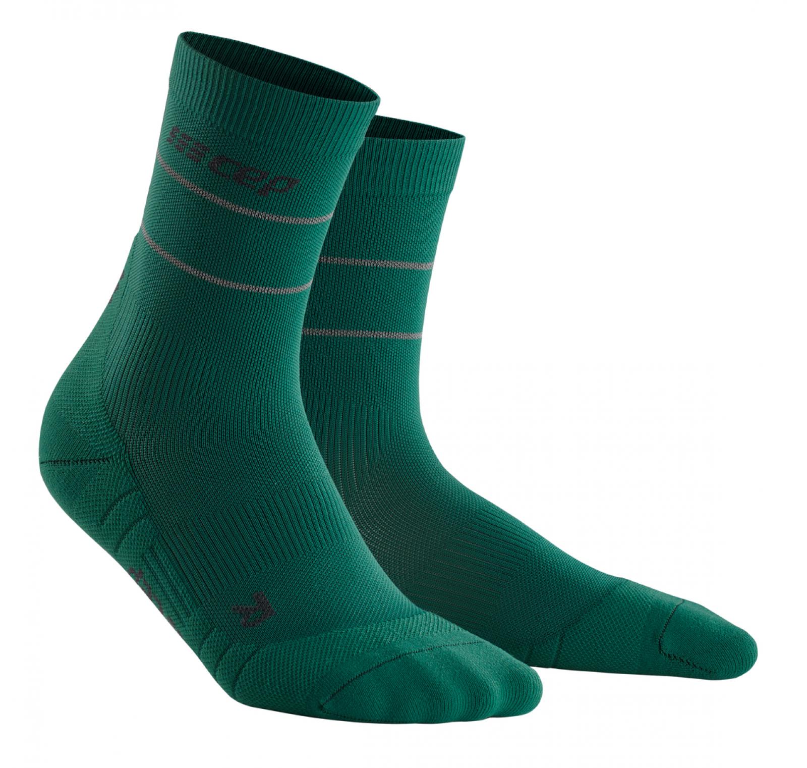 CEP krátke kompresné ponožky REFLECTIVE zelená
