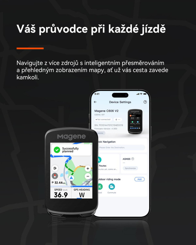 Cyklopočítač MAGENE SMART GPS C606 V2 dotykový USB 16