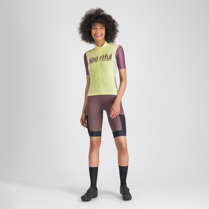 Sportful SUPERGIARA LOGO dámsky dres shadow lime/bordeaux 4