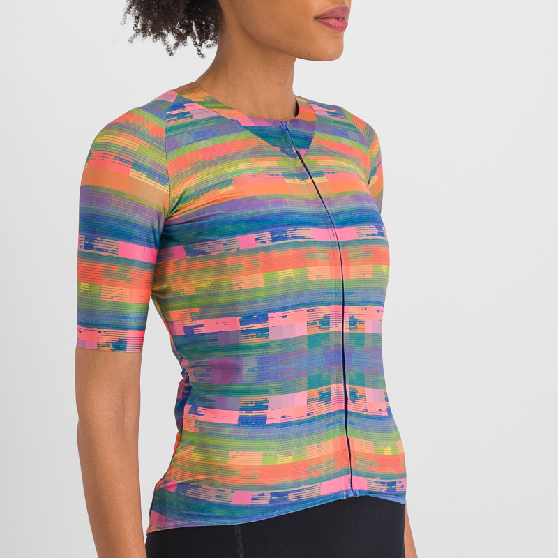 Sportful GLITCH BOMBER dámsky dres multicolor papaya 2