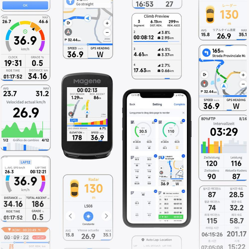 Cyklopočítač MAGENE SMART GPS C606 V2 dotykový USB 11