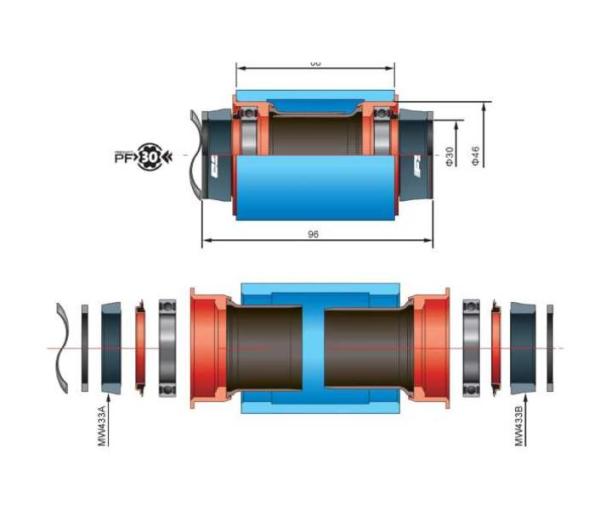 FSA adaptér pre MTB rám BB-30/PF-30 a kľuky 392EVO