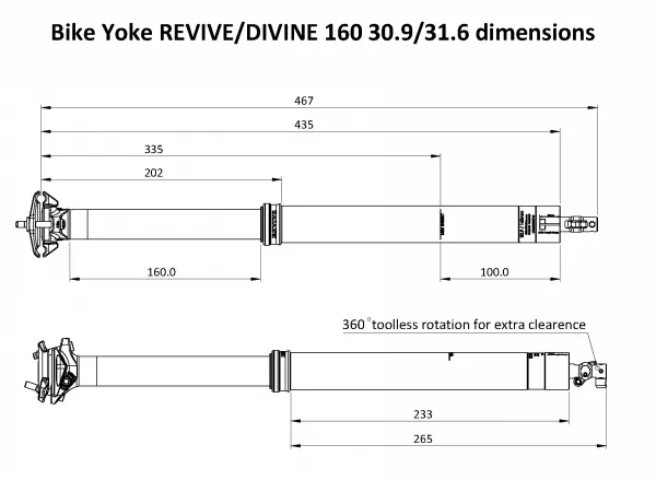 Bike Yoke teleskopická sedlovka Revive 2.0 160mm zdvih, Priemer: 30,9mm
