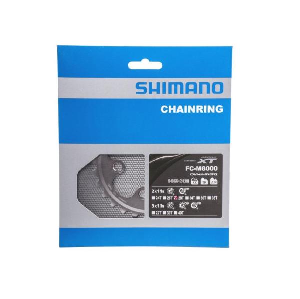 SHIMANO prevodník 28z. M8000 XT 38/28z. strieborný 64mm