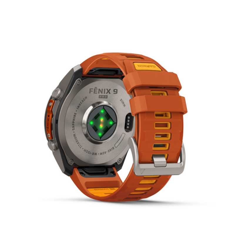 Garmin fenix 9 Pro - inReach, 51mm, AMOLED, Sapphire, Titanium, Autumn Orange/Spark Orange 1
