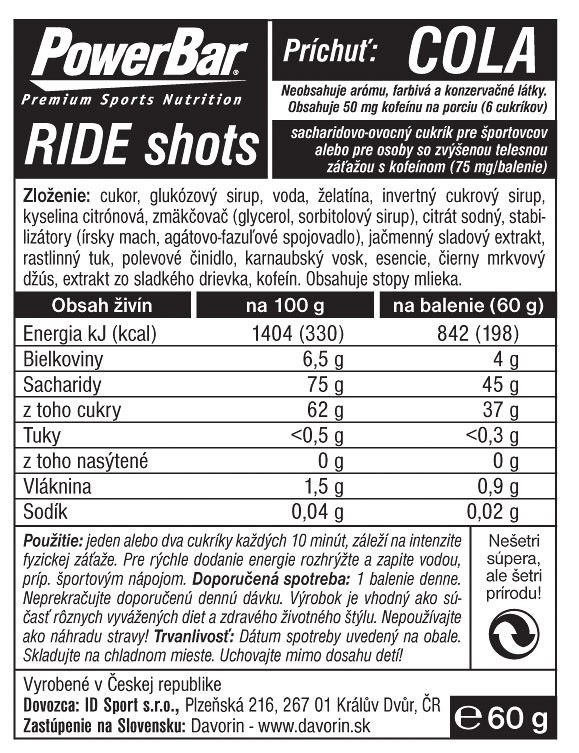 PowerBar PowerGel Shots 60g Cola+kofeín 1