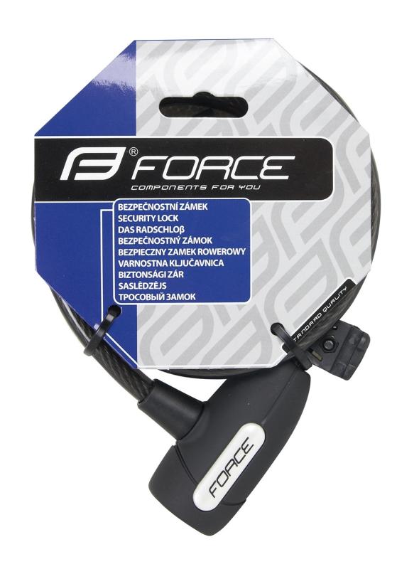 FORCE zámok LUX špirálový s držiakom 120cm / 8mm, čierny 1