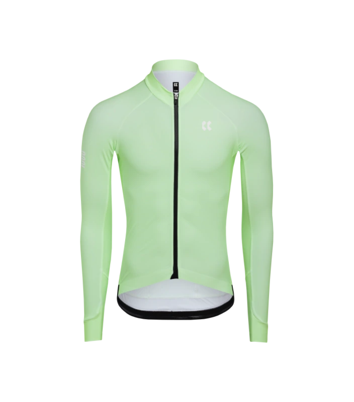 Cyklistický dres KALAS PASSION Z6 | Dres dlhý rukáv TEMPS | Neon Lime