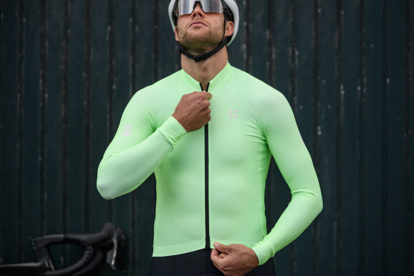 Cyklistický dres KALAS PASSION Z6 | Dres dlhý rukáv TEMPS | Neon Lime 3