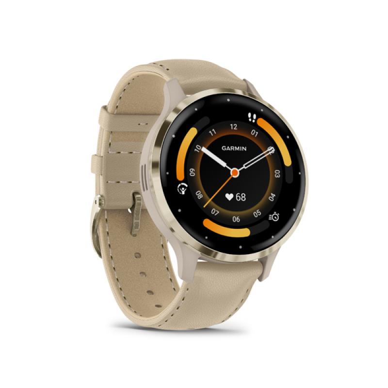 GarminVENU 3S, French Gray/Soft Gold, Leather