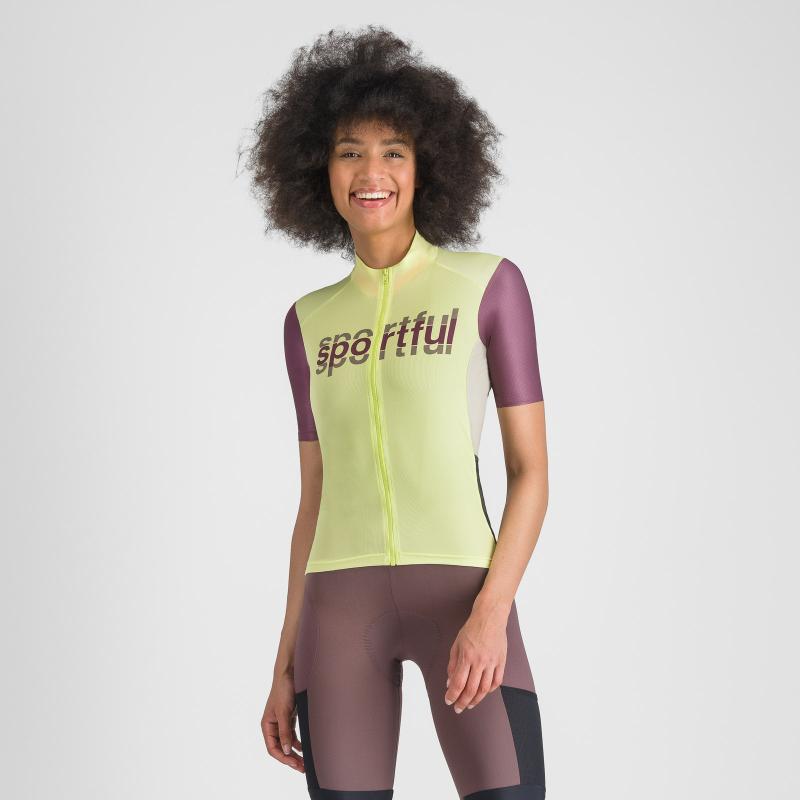 Sportful SUPERGIARA LOGO dámsky dres shadow lime/bordeaux