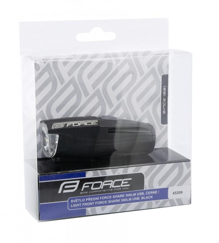 FORCE svetlo predné SHARK 500 Lumenov, USB, čierne 2