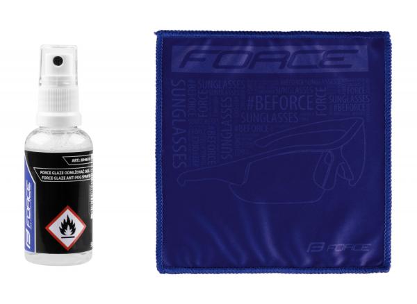 FORCE sada čistič skiel okuliarov GLAZE,50ml + handrička