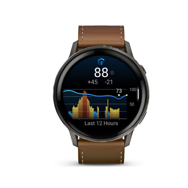 Garmin VENU 4 - 45mm,Black/ Slate + Leather 1