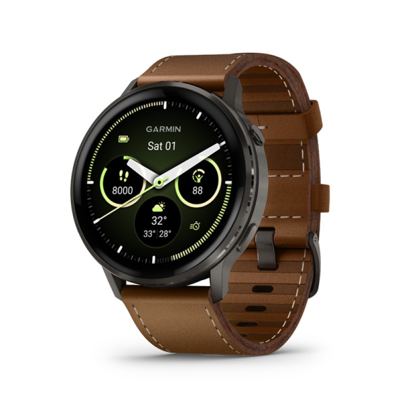 Garmin VENU 4 - 45mm,Black/ Slate + Leather