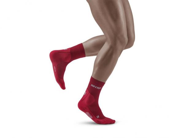 CEP vysoké zimné bežecké kompresné ponožky červená