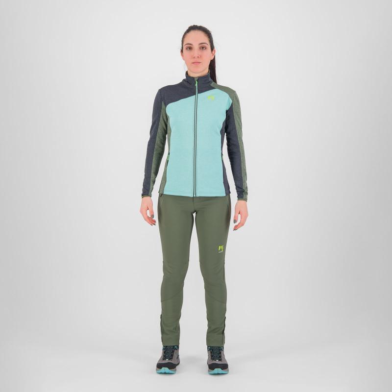 Karpos FEDERA FULL-ZIP dámska flíska Aqua Sky/Black Sand/Thyme