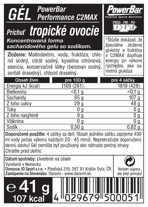 PowerBar PowerGel 41g Tropické ovocie 1