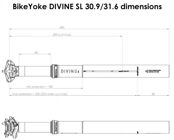 Bike Yoke teleskopická sedlovka Divine SL 80mm zdvih, Priemer: 31,6mm