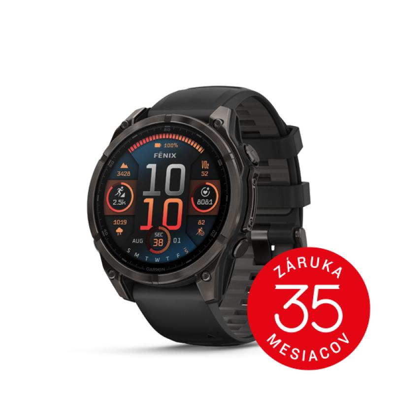 Garmin fenix 8 - 47mm, AMOLED, Sapphire, Carbon Gray DLC Titanium, Black/Pebble Gray band