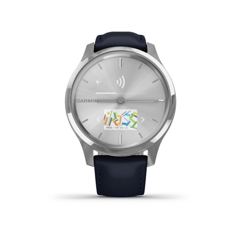 Garmin vivomove Luxe, Silver-Navy, Leather