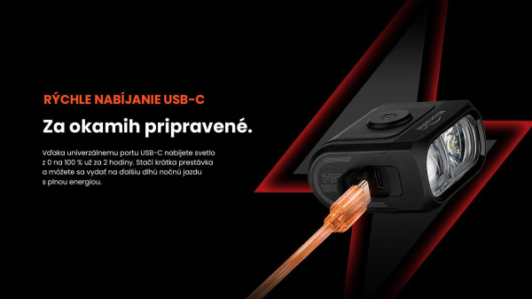 Svetlo HORI 1300 PRO predné 6f USB čierne 20