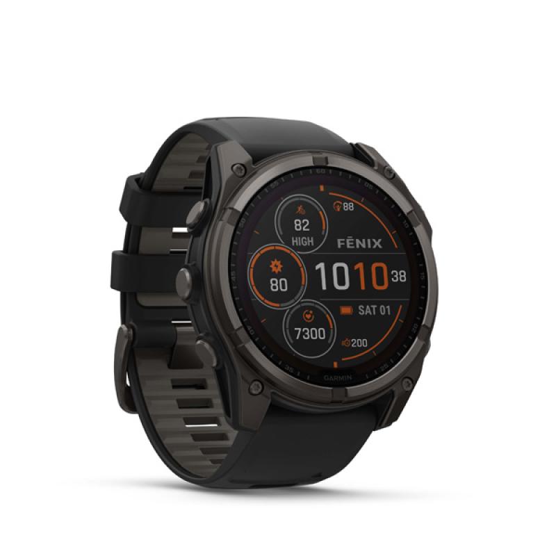 Garmin fenix 8 - 51mm, Sapphire Solar, Carbon Gray DLC Titanium, Black/Pebble Gray band