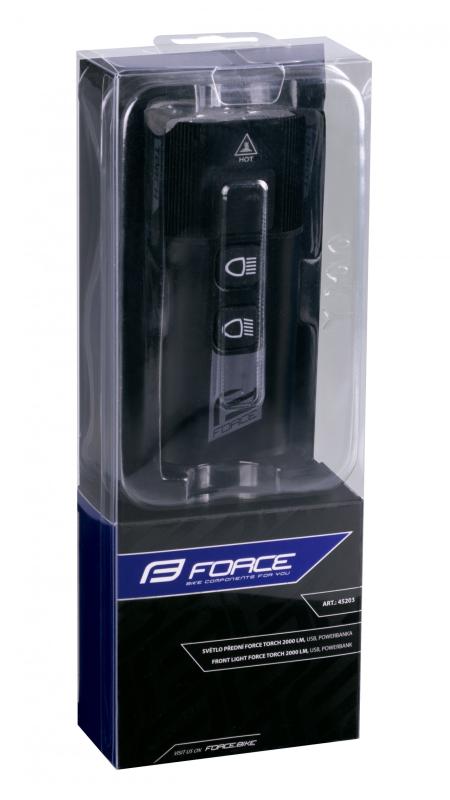 FORCE svetlo predné TORCH 2000LM USB, powerbanka 3
