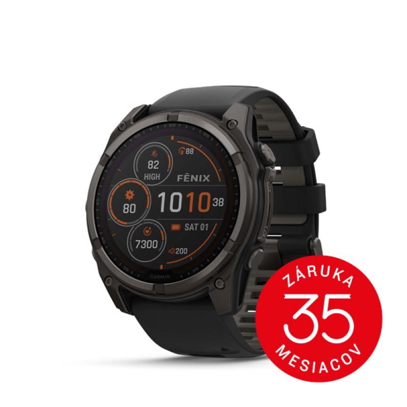 Garmin fenix 8 - 51mm, Sapphire Solar, Carbon Gray DLC Titanium, Black/Pebble Gray band