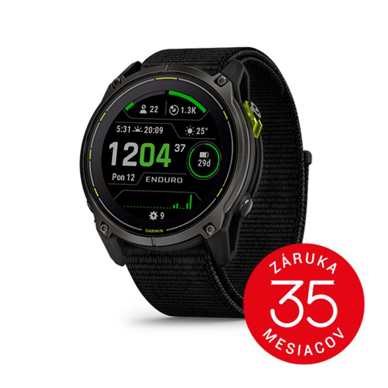 Garmin Enduro 3, Sapphire Solar, Carbon Gray DLC Titanium, Black UltraFit Nylon band