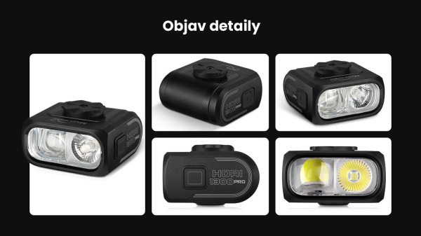 Svetlo HORI 1300 PRO predné 6f USB čierne 11