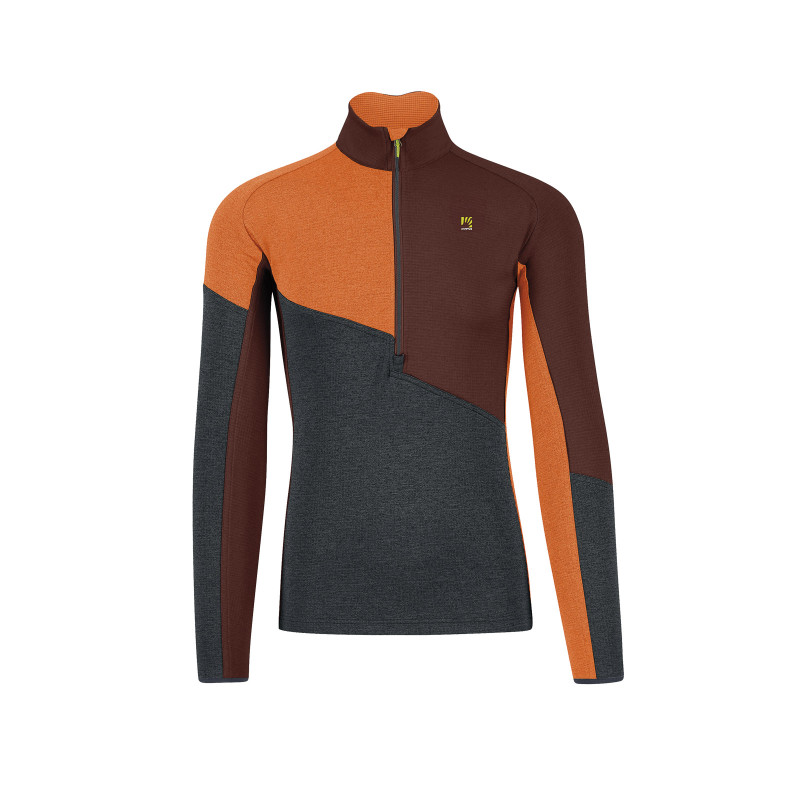 Karpos Federa Half-Zip Flíska Woodl.Gray/Mahogany/Vibr.Orange