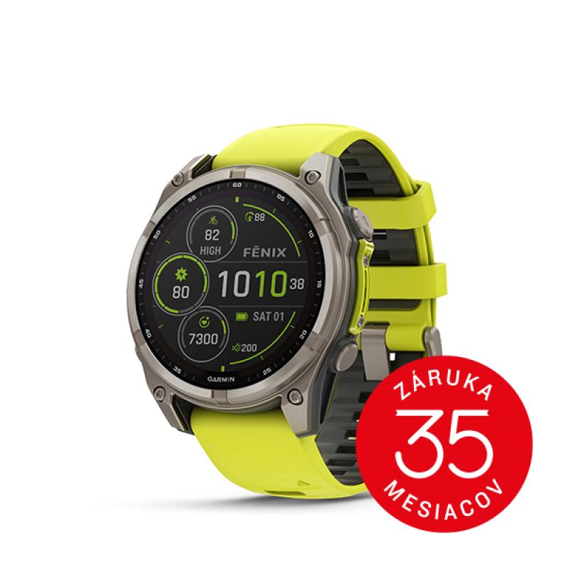 Garmin fenix 8 - 47mm, Sapphire Solar, Titanium, Yellow/Graphite band