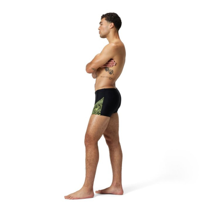 Pánske plavky Speedo Medley Logo Aquashort čierna/žltá 1