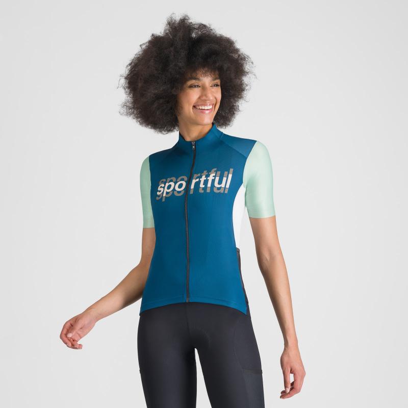 Sportful SUPERGIARA LOGO dámsky dres teal blue/lichen green