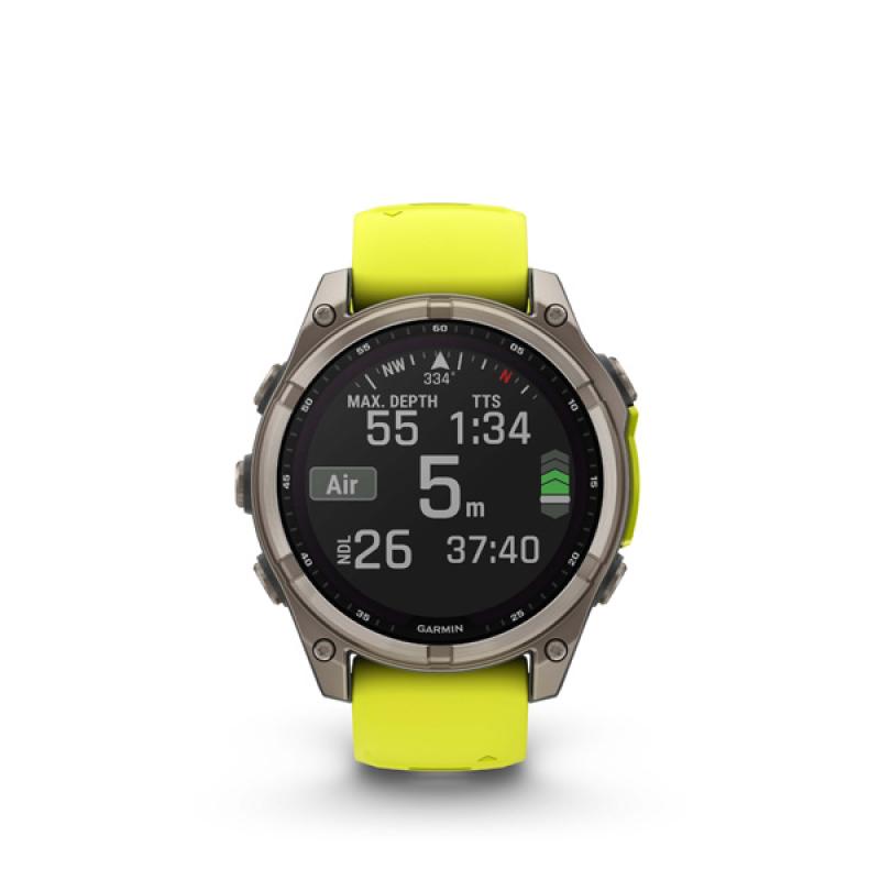 Garmin fenix 8 - 47mm, Sapphire Solar, Titanium, Yellow/Graphite band