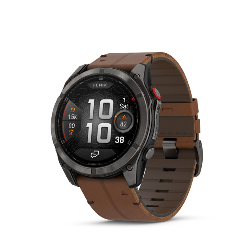 Garmin fenix 8 Pro - 51mm, AMOLED, Sapphire, Carbon Gray DLC Titanium, Chestnut Leather