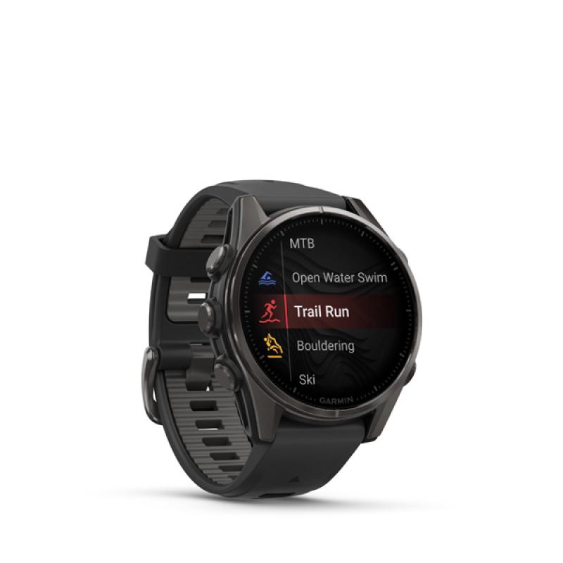 Garmin fenix 8 - 43mm, AMOLED, Sapphire, Carbon Gray DLC Titanium, Black/Pebble Gray band