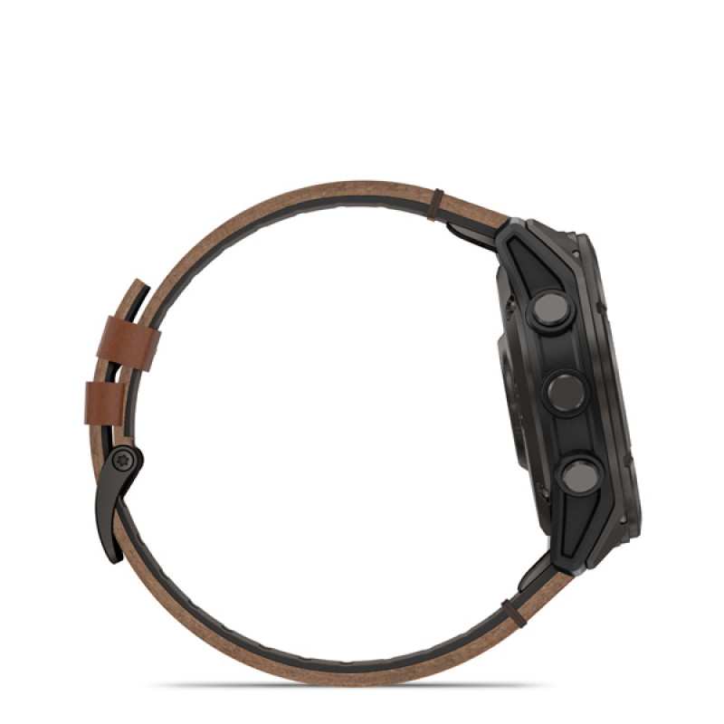 Garmin fenix 8 Pro - 51mm, AMOLED, Sapphire, Carbon Gray DLC Titanium, Chestnut Leather 5