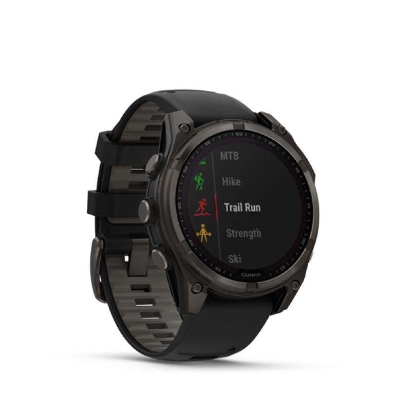 Garmin fenix 8 - 47mm, Sapphire Solar, Carbon Gray DLC Titanium DLC, Black/Pebble Gray ban