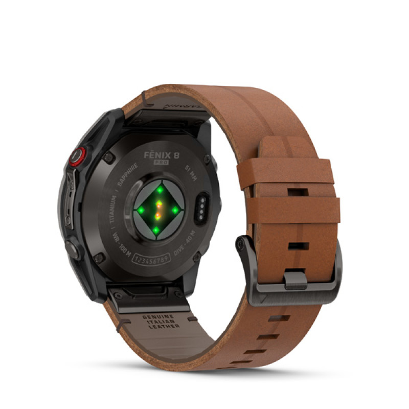 Garmin fenix 8 Pro - 51mm, AMOLED, Sapphire, Carbon Gray DLC Titanium, Chestnut Leather 4