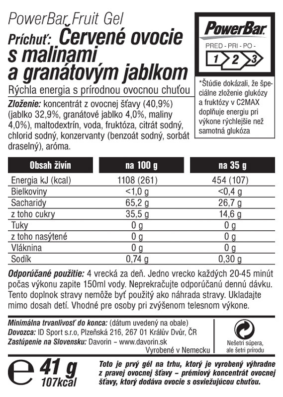 PowerBar PowerGel 41g Bomba z červeného ovocia 1