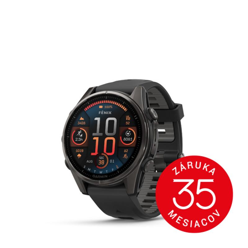 Garmin fenix 8 - 43mm, AMOLED, Sapphire, Carbon Gray DLC Titanium, Black/Pebble Gray band