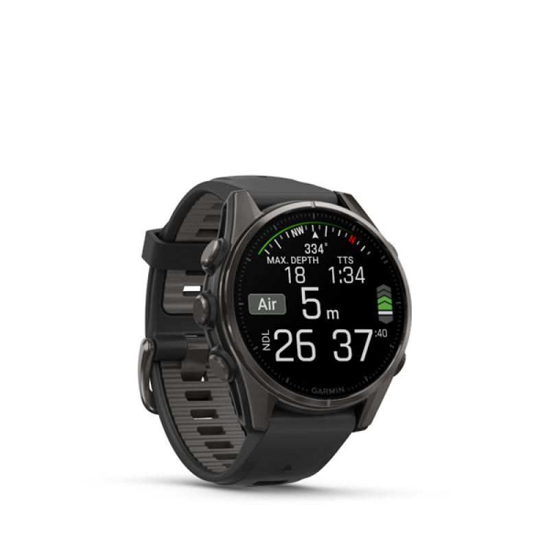 Garmin fenix 8 - 43mm, AMOLED, Sapphire, Carbon Gray DLC Titanium, Black/Pebble Gray band