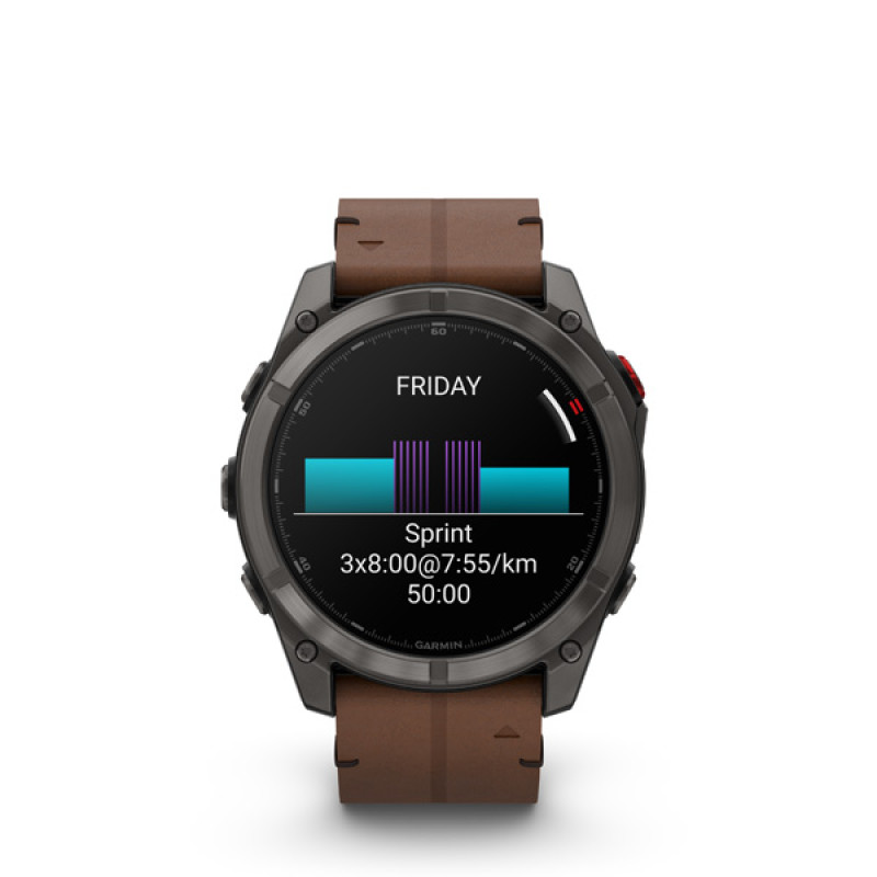 Garmin fenix 8 Pro - 51mm, AMOLED, Sapphire, Carbon Gray DLC Titanium, Chestnut Leather 6