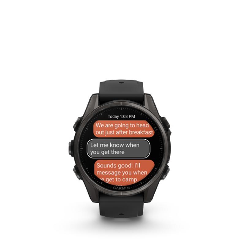 Garmin fenix 8 - 43mm, AMOLED, Sapphire, Carbon Gray DLC Titanium, Black/Pebble Gray band