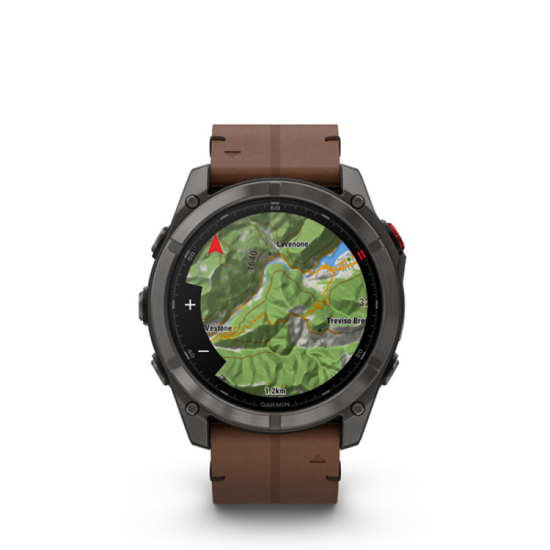 Garmin fenix 8 Pro - 51mm, AMOLED, Sapphire, Carbon Gray DLC Titanium, Chestnut Leather 1